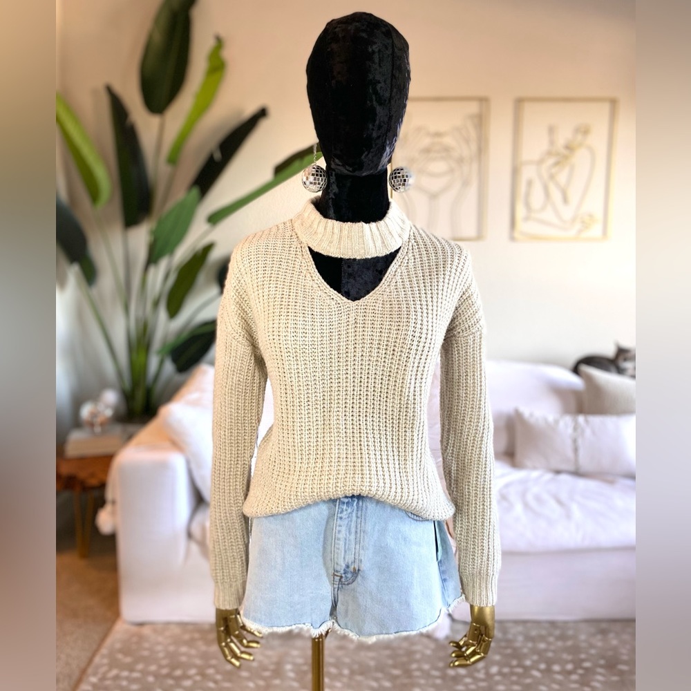 Atmosphere Choker Neck Drop Sweater